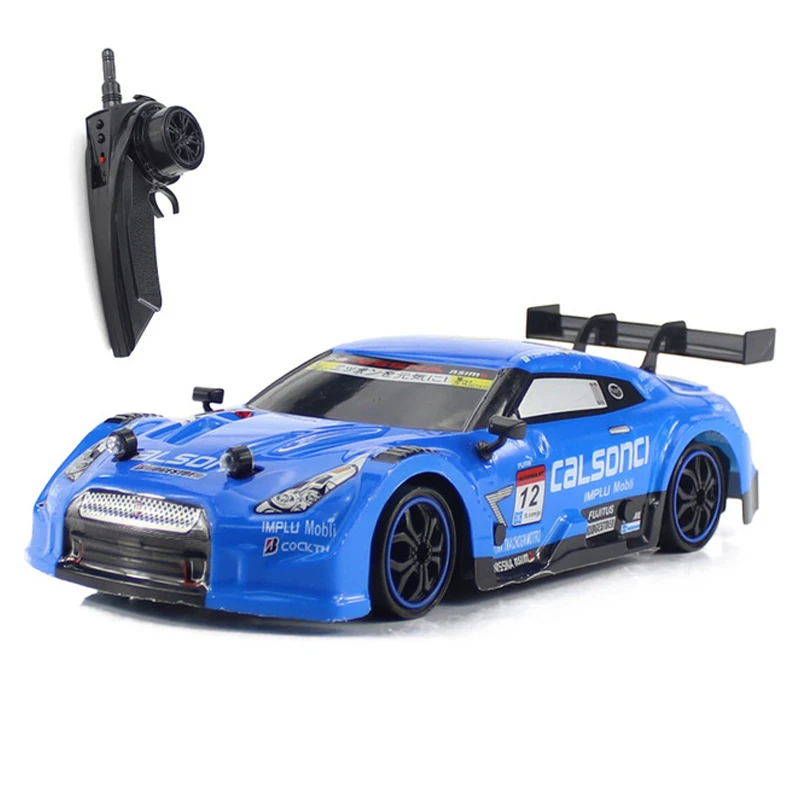 RC автомобиль 4WD 2,4G Багги Дрифт гоночный автомобиль Чемпионат автомобиль высокоскоростной пульт дистанционного управления автомобиль ПВХ автомобильный корпус Светодиодный светильник Дрифт автомобиль игрушки - Цвет: Синий