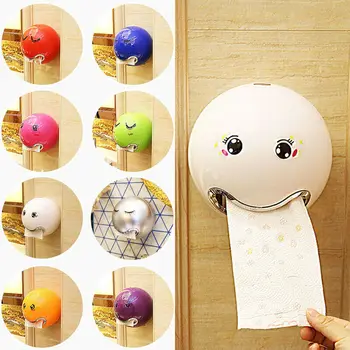 

Round Fun Face Wall Mounted Tissue Holder Bathroom Toilet Roll Paper Storage Box