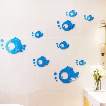 

10pcs/set Fish Wall Decals Lovely Cartoon Bath Room Wall Stickers Children Bedroom Decor Wallpaper Kids Room Stickers Mural New