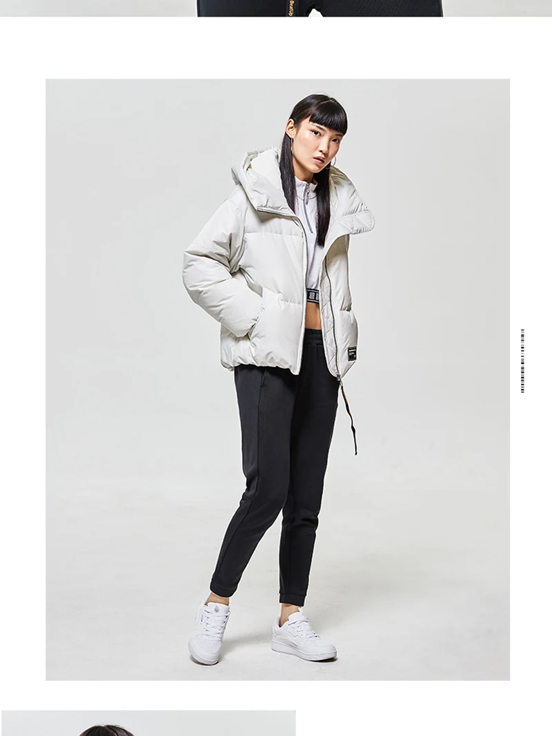 Li-Ning женское Трендовое короткое пуховое пальто, 70% белый утиный пух, теплая куртка, свободный крой, подкладка, зимние спортивные пальто AYMP082 WWY407