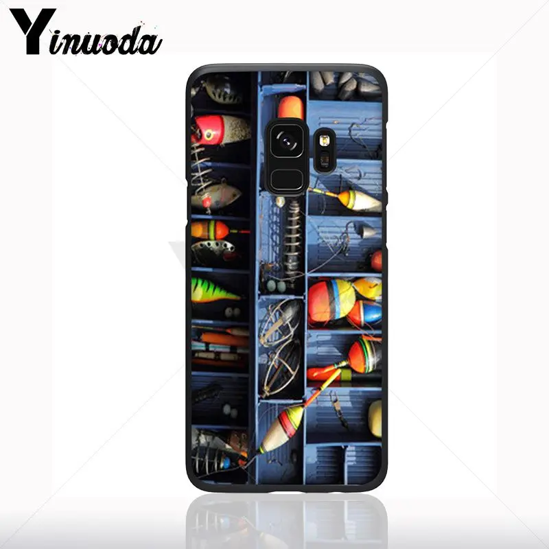 Ikan Melompat Keluar dari Air Kayu Kotak Peralatan Memancing Memancing Lembut Ponsel Case untuk Galaxy S10 S9 S8plus S10e a50 A70 A10 Ponsel