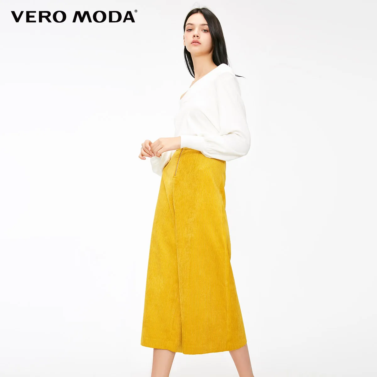 Vero Moda Новые поступления вельветовые на молнии широкие брюки капри для отдыха | 31836J536 - Цвет: Carry yellow