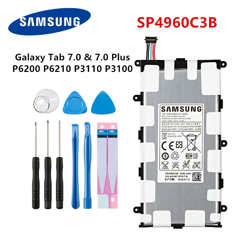 Оригинальный планшет SAMSUNG SP4960C3B аккумулятор 4000 мАч для Samsung Galaxy Tab 2 7 0/7 0 Plus GT-P3100 P3100