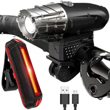 Водонепроницаемый, для езды на мотоцикле USB перезарядки Передний фонарь для велосипеда+ задние фонари