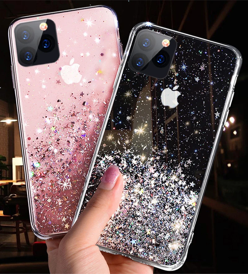 Роскошный блестящий чехол для телефона iPhone 11 Pro X XS Max XR, мягкий силиконовый чехол для iPhone 7 8 6 6S Plus, прозрачные чехлы