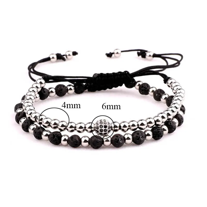 Fashion New Design Small Natural Stone Beads Bracelet Stainless Steel Beaded Adjustable Bracelet Set Women Men - Image 2