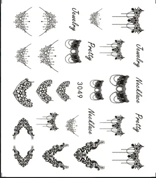 Алиэкспресс Лидер продаж Маникюр Наклейка черный и белый с узором ожерелье кружева цветок наклейки Экологически чистые ногтей S