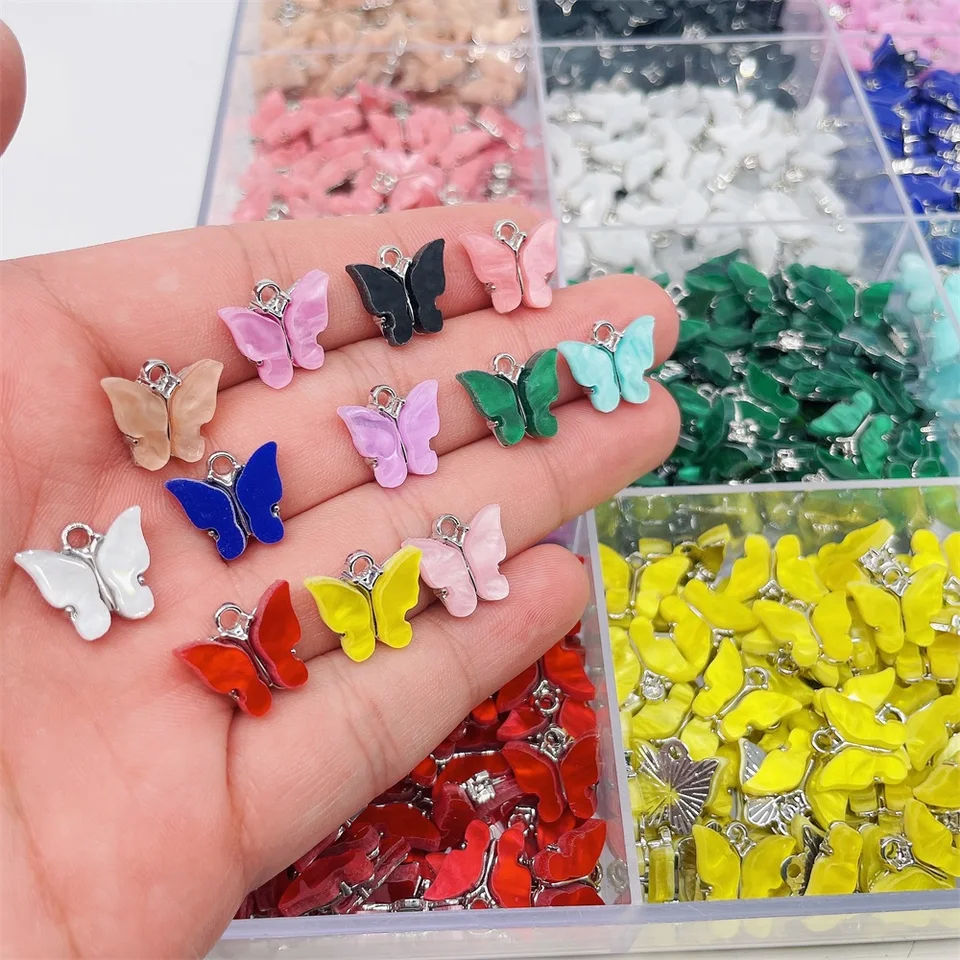 BronaGrand 50-Piece Butterfly Charms - Alloy Insect Pendants For DIY Jewelry Making (5 Colors)