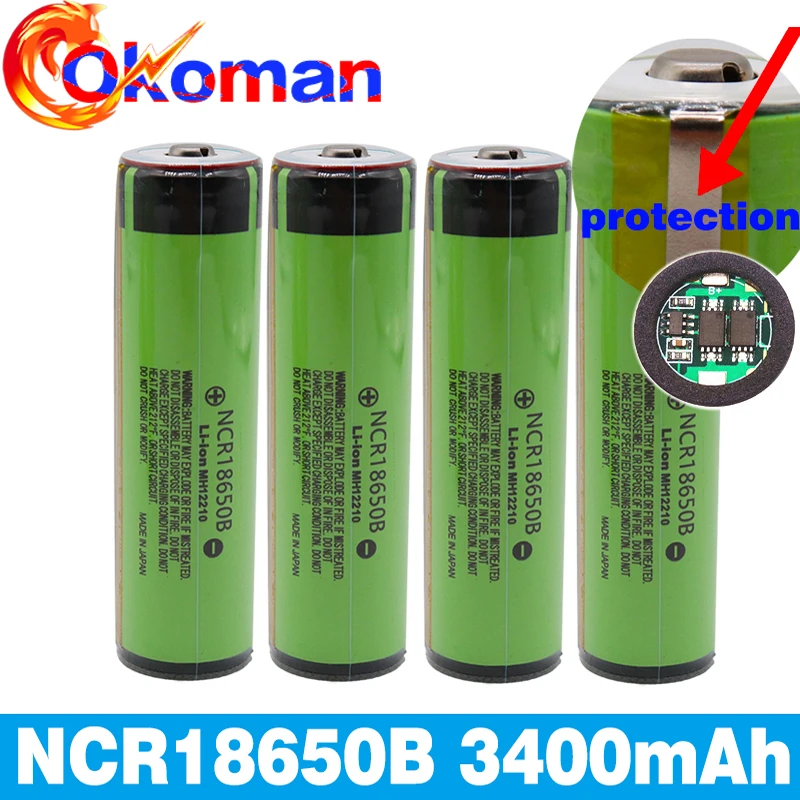 100%Original Protected 18650 NCR18650B Rechargeable Li ion battery 3.7V  With PCB 3400mAh For Flashlight batteries use|Replacement Batteries| -  AliExpress