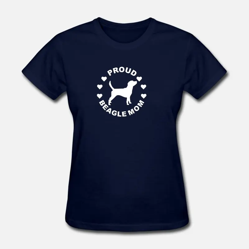 Индивидуальная футболка с надписью Proud Beagle, забавная Мужская футболка с круглым вырезом для девочек и мальчиков, S-5xl одежда больших размеров, популярная футболка - Цвет: Women-Navy Blue