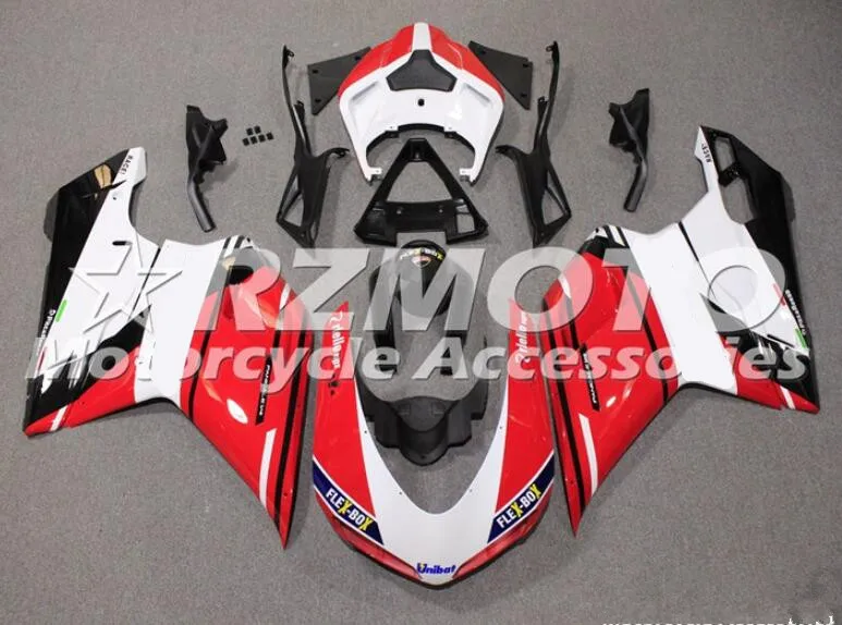 4 подарки ABS литья под давлением Обтекатели комплект подходит для Ducati 848 evo 1098 1198 1198s 2007 2008 2009 2010 2011 2012 черный серебристый - Цвет: red