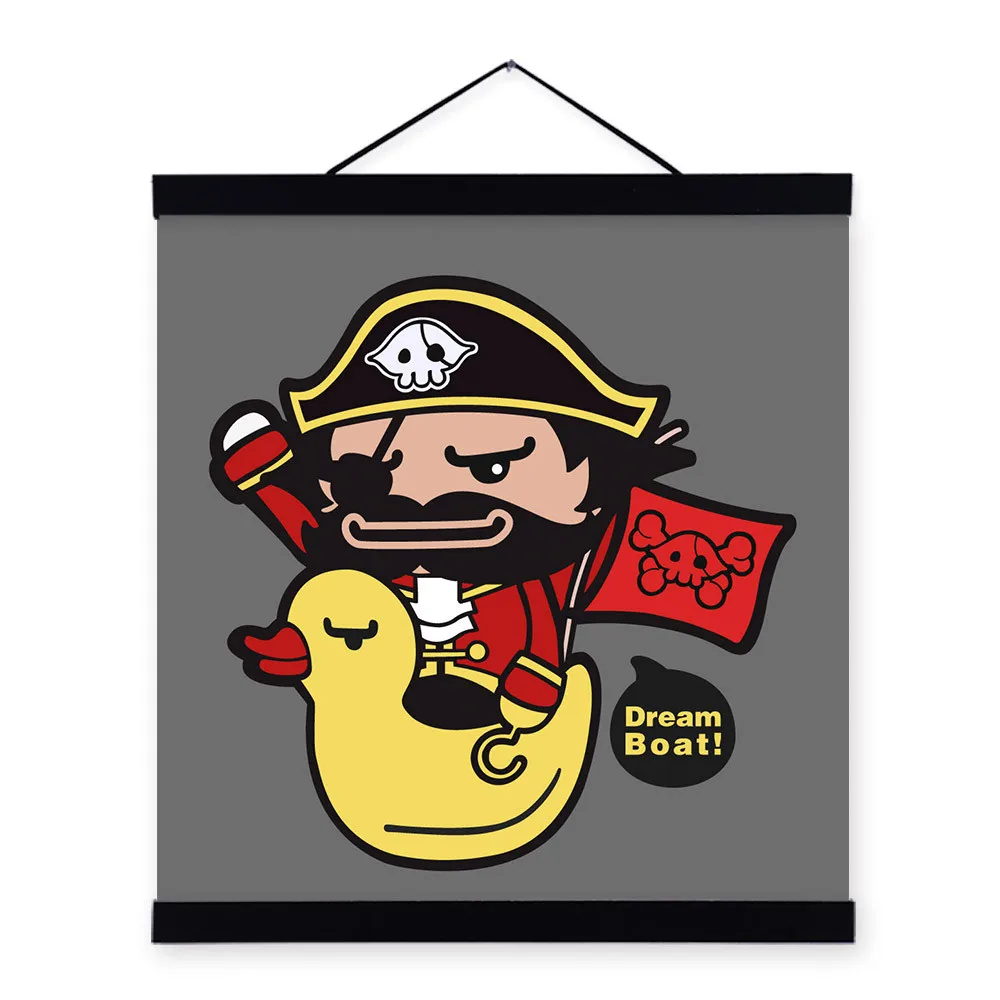 

Pirate Yellow Duck Red Modern Abstract Poster Print Cartoon Animal Picture Large Canvas Painting Kids Room Wall Art Sticker Gift