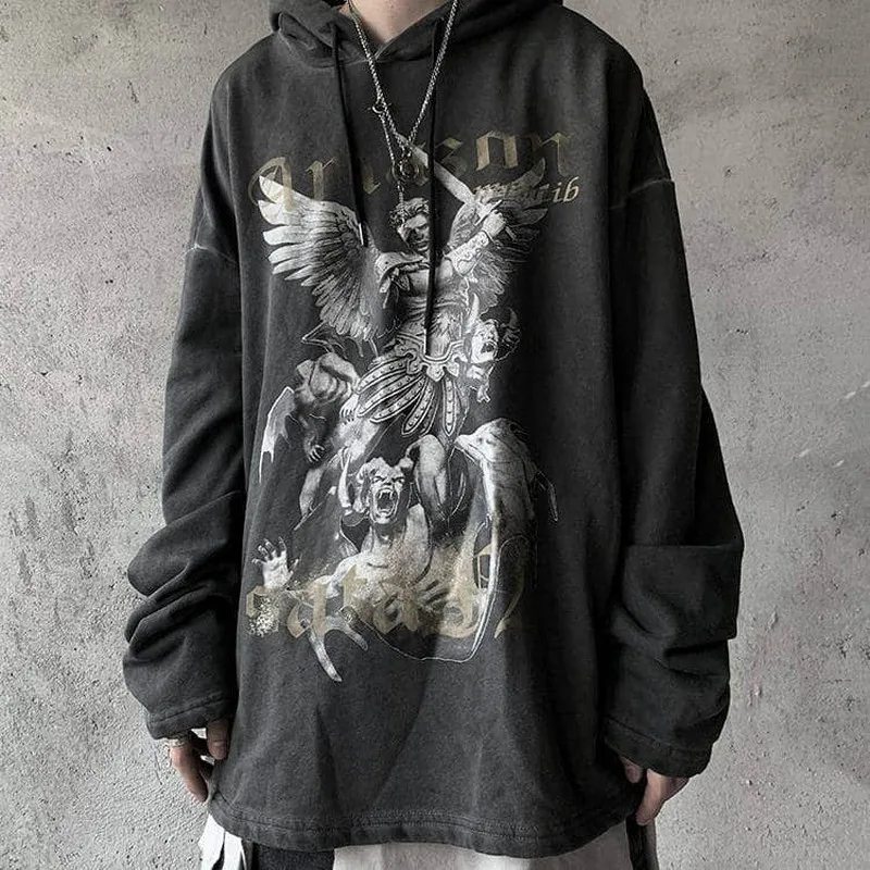 black as picture NiceMix, мужские толстовки, свитшоты, Осенние, женские, мужские, хип-хоп, мужские толстовки, уличная, панк, дьявол, с принтом, худи, мужские, Осенние, свободные - Цвет: black as picture