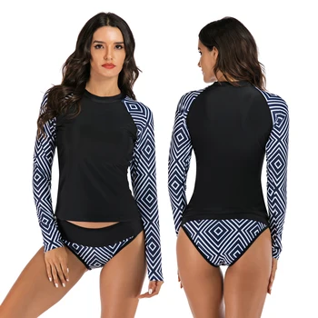 

2020 Rash Guard Swimwear women long sleeve two piece Swimsuit Diving Surfing Swimming Suits Rashguard beach bodysuit Wetsuits