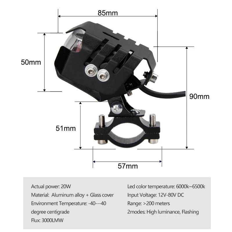 1 или 2 шт 1 Режим высокий 12 в 24 В 20 Вт 6500 лм к светодиодный головной светильник для мотоцикла, мотоцикла, вождения, точечный светильник, налобный фонарь