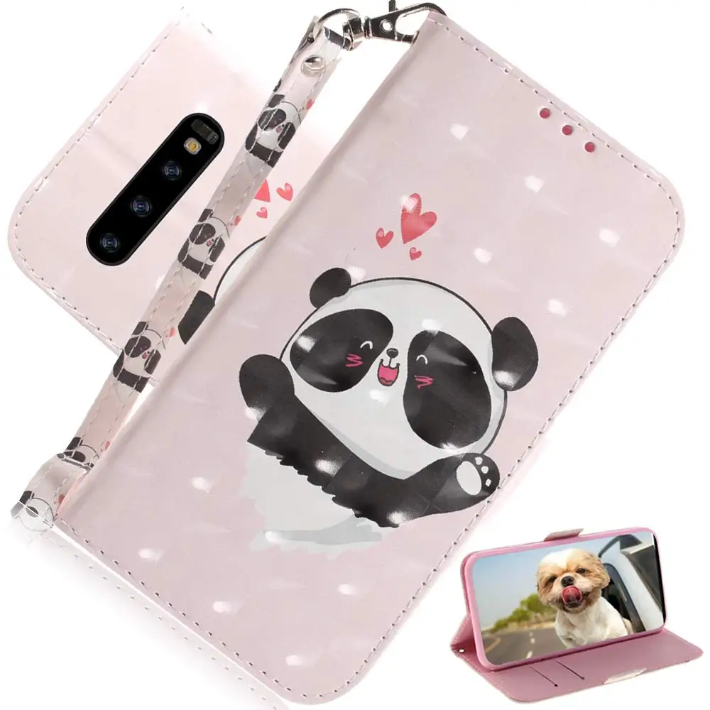 Love Panda 3D кошелек флип чехол для samsung Galaxy S10 S9 S8 Plus S10E чехол из искусственной кожи Kickstand чехол для samsung Galaxy Note 10 9 Plus - Цвет: Love Panda