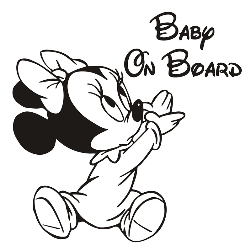 

Cartoon BABY ON BOARD Car Sticker Mirror Cute Waterproof Automobiles Exterior Accessories Reflective Vinyl Decals 15cm*15cm