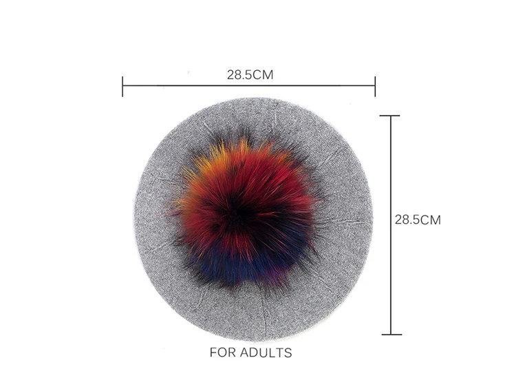 Очаровательная деревянная новая стильная элегантная женская берет для девочек теплая мягкая эластичная зимняя женская шапка женская однотонная шапка с помпоном из натурального меха