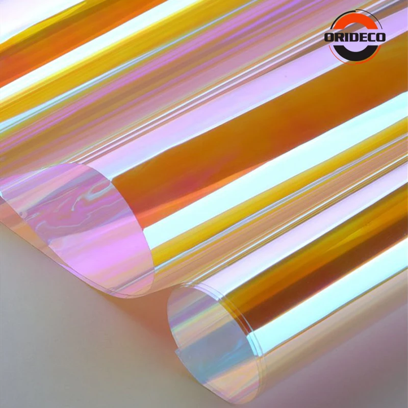 50cm Width Rainbow Window Film Reflective Decorative Color Changing Iridescent Glass Tint Rainbow Effect Sticker UV Protection