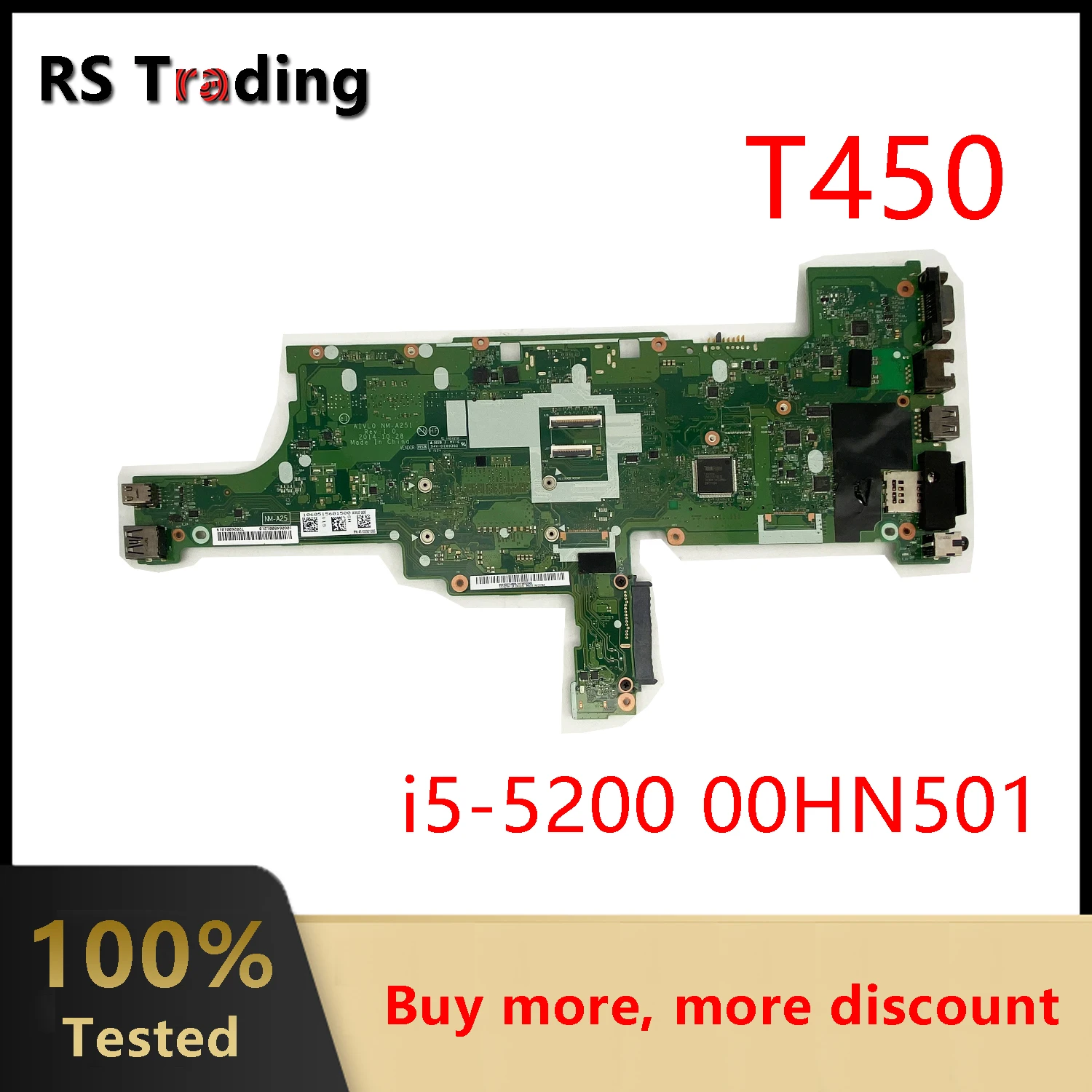 

For Lenovo ThinkPad T450 Laptop Motherboard FRU:00HN501 AIVL0 NM-A251 DDR3L With SR23Y CPU:I5-5200U 100% Tested Fast Ship