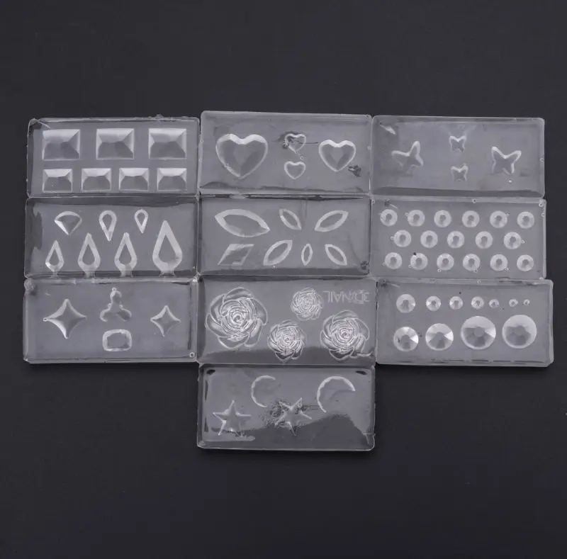 

10Pcs DIY Nail Art Epoxy Resin Silicone Mold Leaves Flower Template Acrylic UV Gel DIY Tools