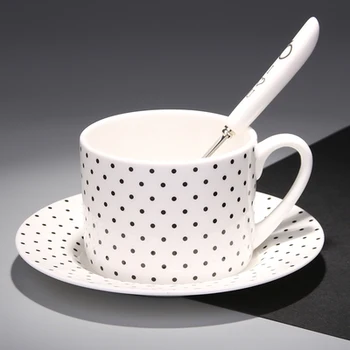 Monochrome Teacup and Saucer Collection - Mini Polka 8