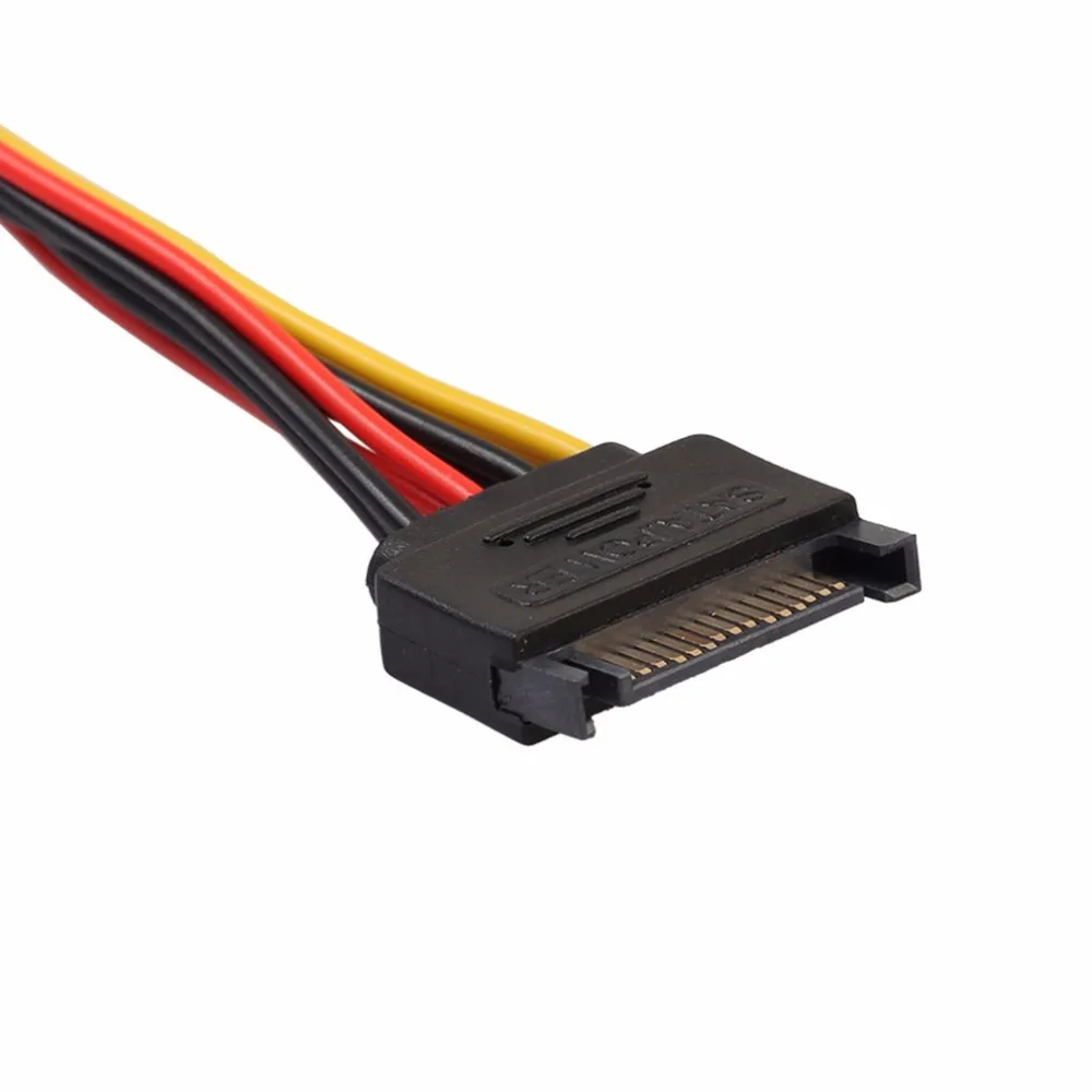15Pin SATA Male To 4Pin IDE Molex Female SATA Female Power Cable Cord 18AWG 1 To 5