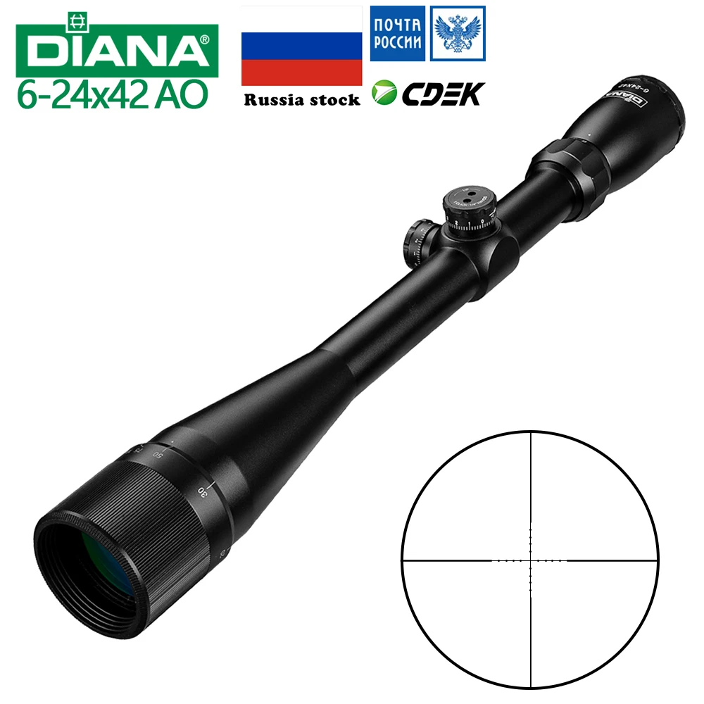 Тактический прицел DIANA 6 24x42 AO оптический с мил ДОТ для винтовки охоты|Оптические