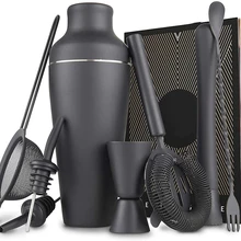 Conjunto de cocktail, cocktail que faz o conjunto, parisiense matte black 11 peça aço inoxidável cocktail shaker conjunto, barra ferramenta