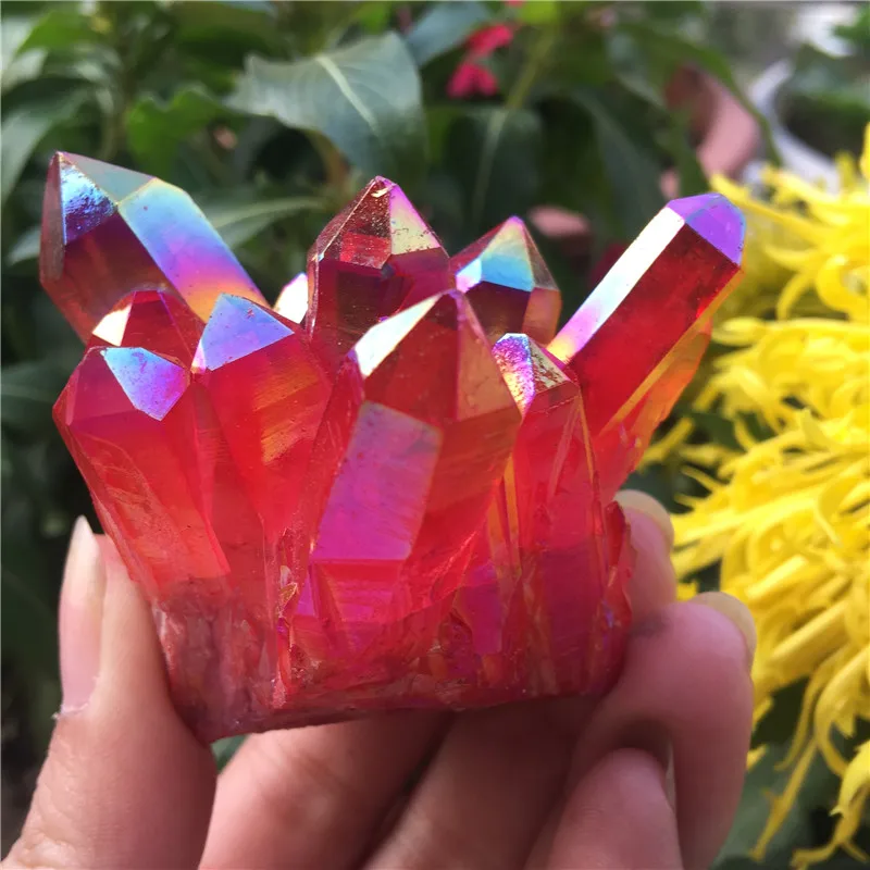 1pcs Natural crystal quartz Rare beautiful flame aura quartz crystal cluster Ore Mineral Healing Specimens Random delivery