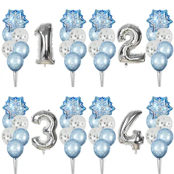 

Winter Snowflake Birthday Set Ice Snow Crown Transparent Confetti Aluminum Foil Balloon Girl Like Christmas Party Toy Decoration