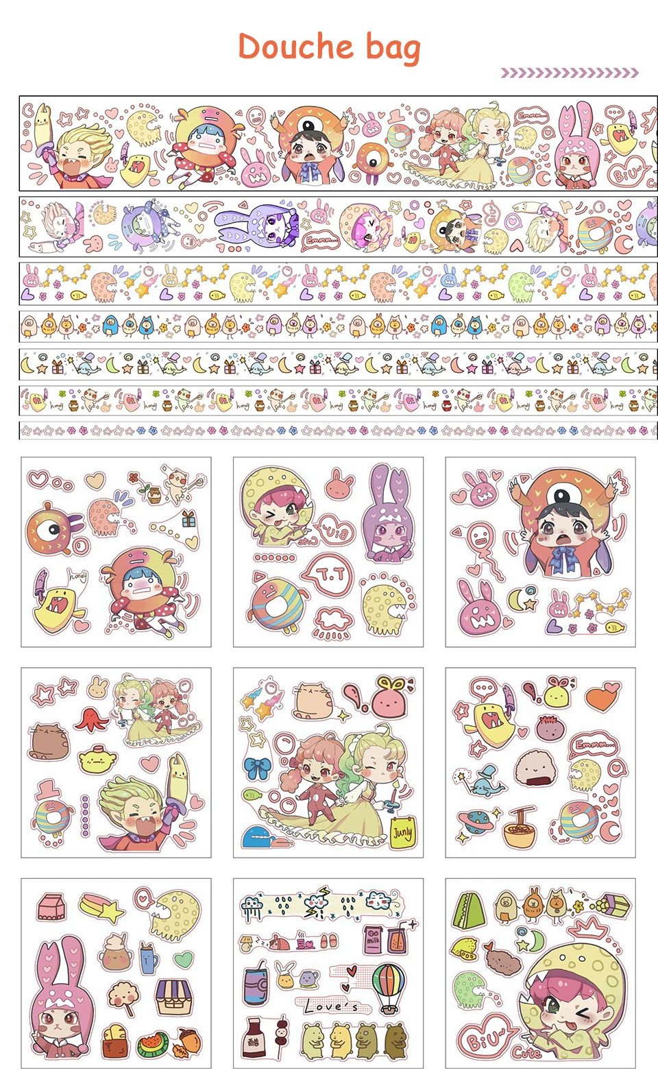 Japanese creative childlike Washi Paper Tape DIY Cartoon kawaii Scrapbooking Label Masking School supplies decoration Gift box