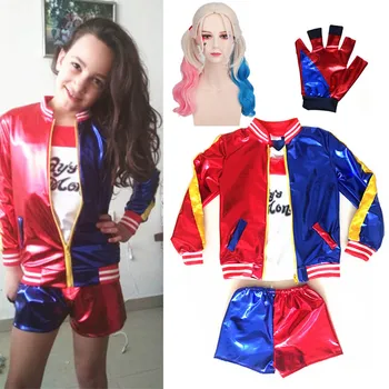 

Halloween Costumes for Kids Cosplay Suicide Squad Harley Quinn Costumes T Shirt Jackets Pants Christmas Carnival Party Clothing