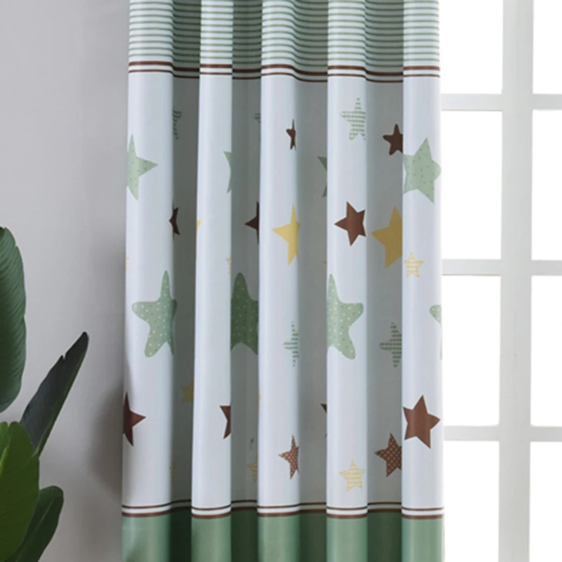 Cloth 02 Небесно-голубые/зеленые шторы для гостиной, 1 шт., 100*200 см, с принтом звезд, для мальчиков и девочек, плотные шторы для детской комнаты, PC011#20 - Color: Cloth 02