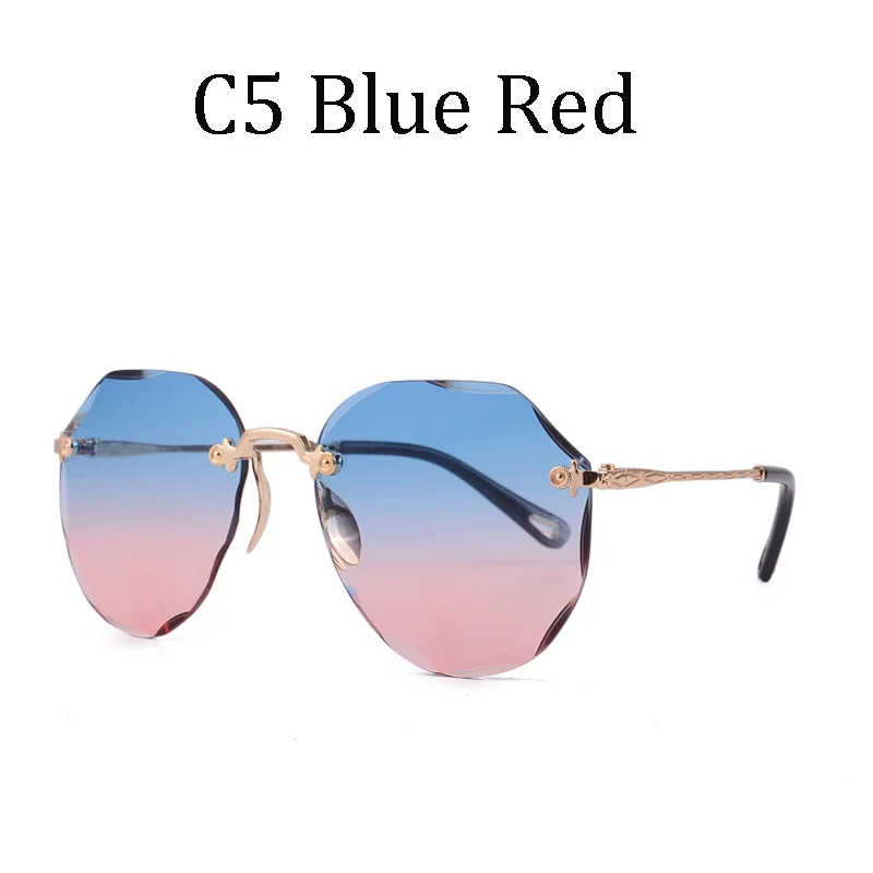 Модные Роскошные брендовые стимпанк женские солнцезащитные очки многоугольные без оправы градиентный объектив Высокое качество Женские 18013 - Цвет линз: 18013 C5