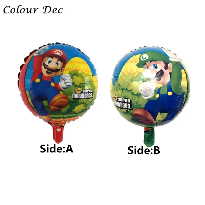NEW 2pcs 60*45cm Red Super Mario balloon Classic Toys Mario Bros Mylar balloons biethday party decoration balloons kid toys - Color: 18INCH