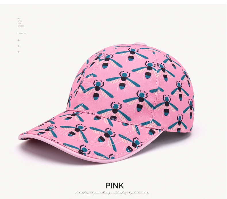 Женская бейсбольная кепка, летняя, регулируемая, для девушек, Snapback, кепка s, новинка, красная, с рисунком пчелы, шапки для девочек, хлопок, повседневная, модная кепка s