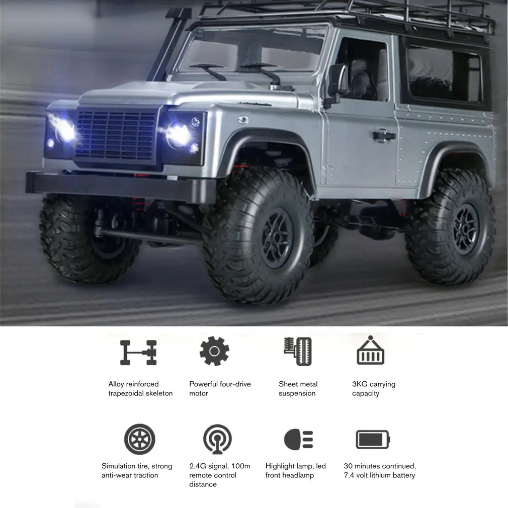 2,4 г четырехколесный альпинистский автомобиль 4WD перезаряжаемый аккумулятор гусеничный 1/12 светодиодный фонарь внедорожник RC автомобиль