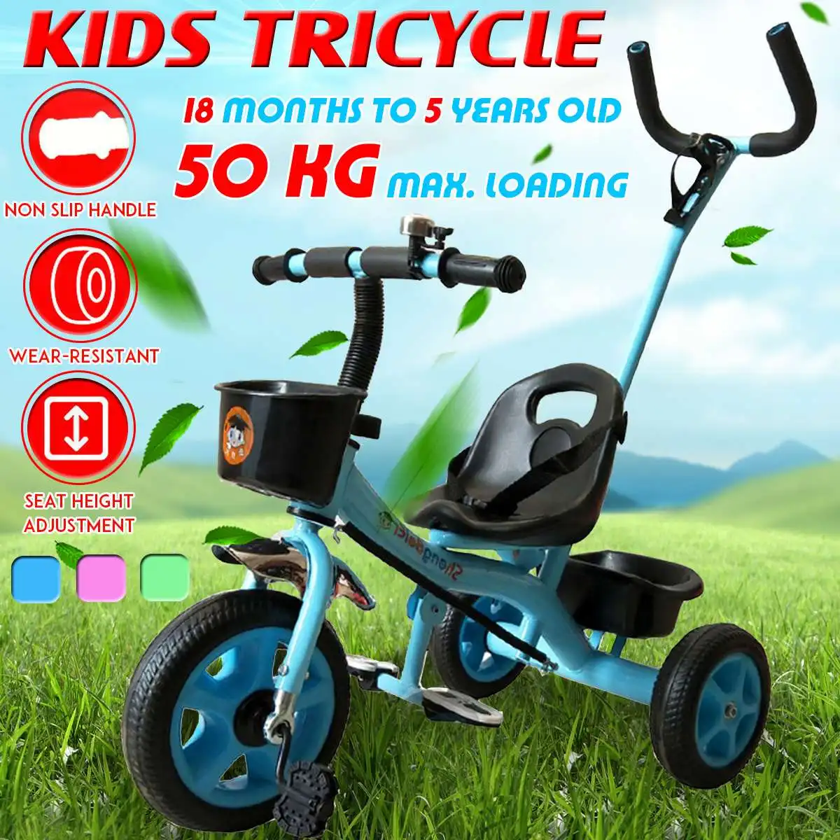Kids Trike Baby Tricycle Stroller Toddler Bike With Push Handle