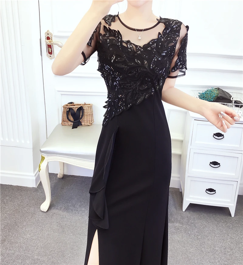 Платье подружки невесты, светильник синего цвета, красное, Vestido Azul Marino, длинное, для гостей, для свадебной вечеринки, для женщин, с вышивкой, с оборками, черное платье для ужина