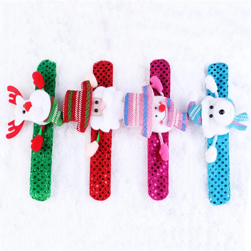 2pcs LED Light Glow Christmas Dazzling Toy Xmas Slap Circle Bracelet Wrist Band OCT998