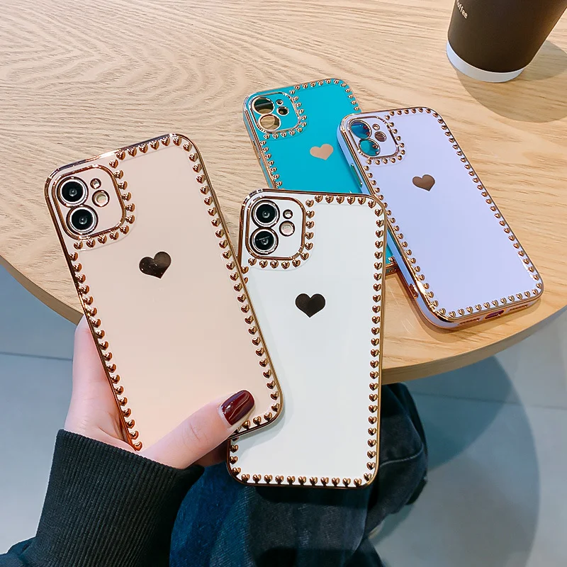 Роскошный золотой чехол для телефона Ins с надписью Love iPhone 12 11 Pro XR XS Max X 7 8 Plus