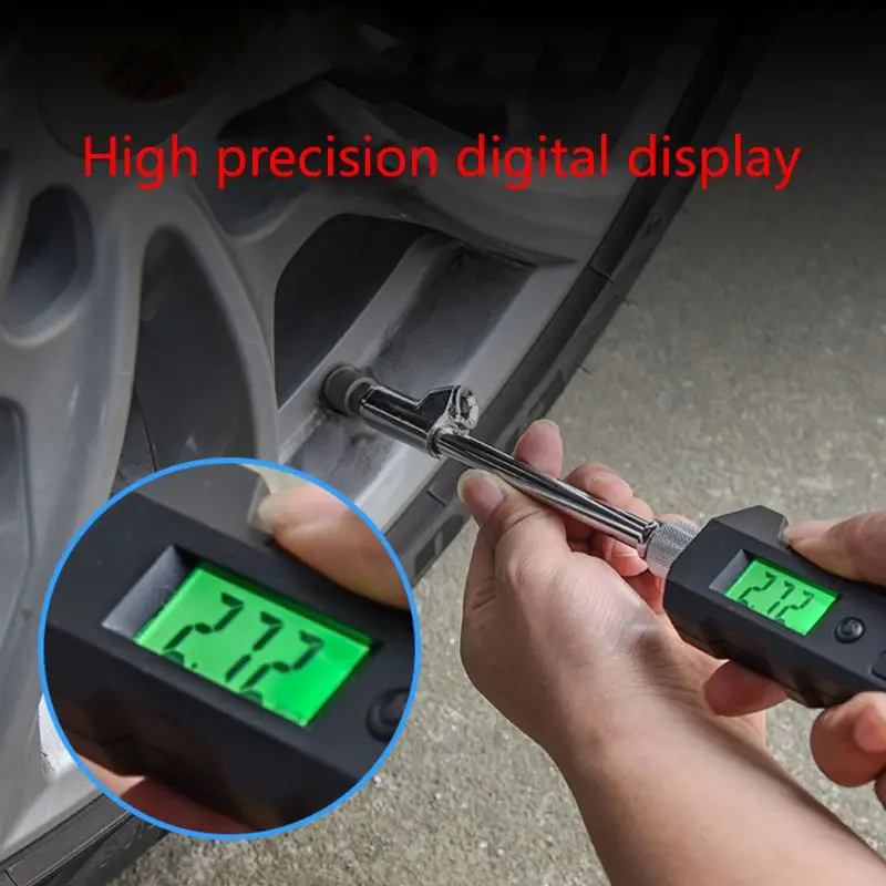 Цифровой манометр для шин с двойной головкой 200 фунтов/кв. дюйм, сверхмощный манометр для грузовых автомобилей, 4 настройки с подсветкой, ЖК-дисплей
