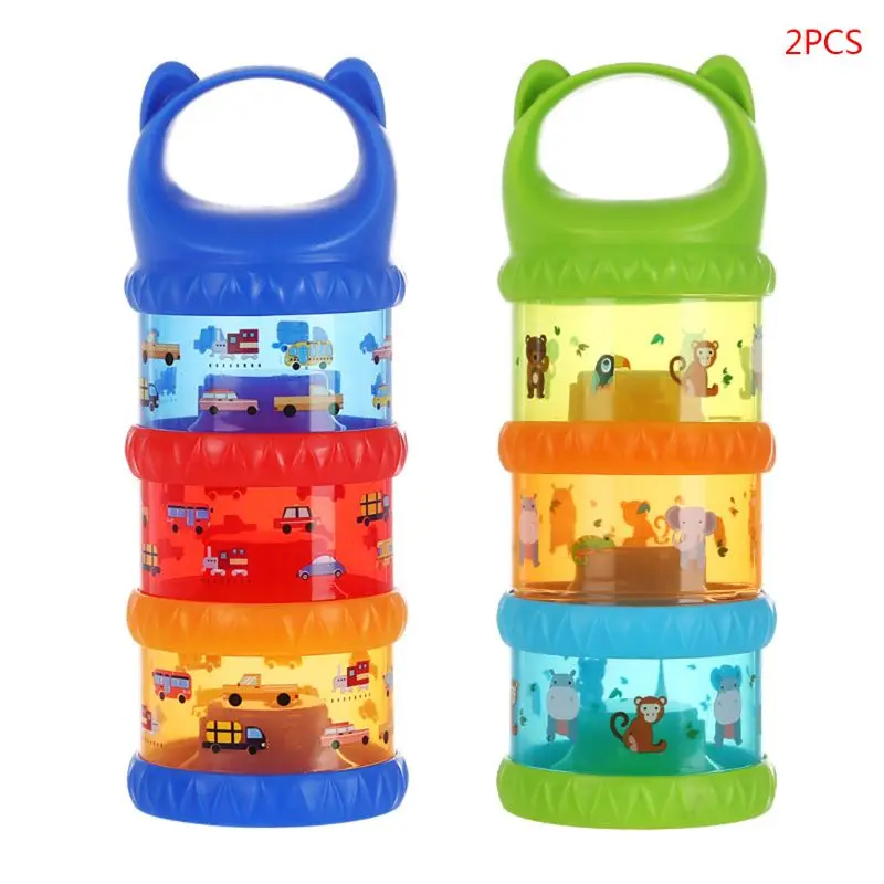 2 2PCS/set 3-layer Kids Baby Milk Powder Dispenser Non-Spill Stackable Newborn Feeding Box - Цвет: 2