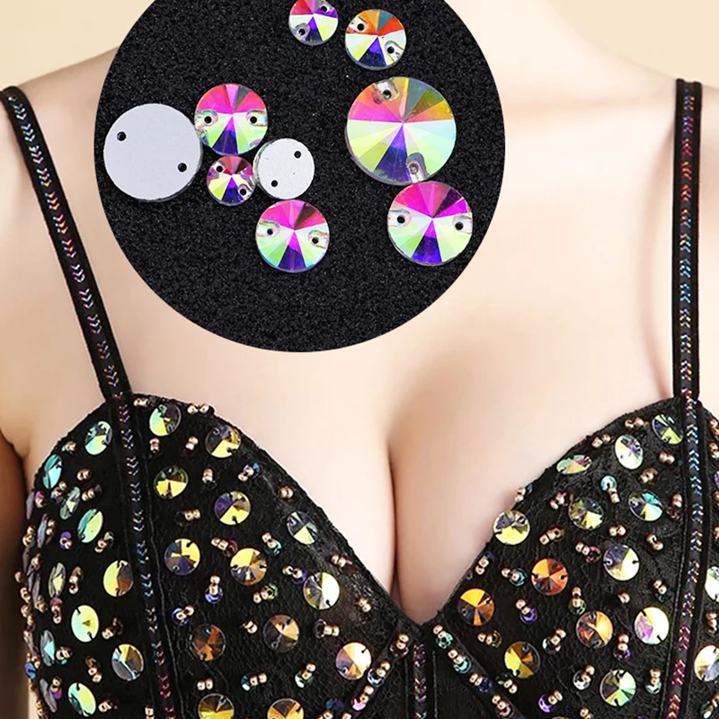 

18mm flat-bottomed AB rhinestones round AB stones for face decoration, face gems, DIY clothing decoration accessories, accessori