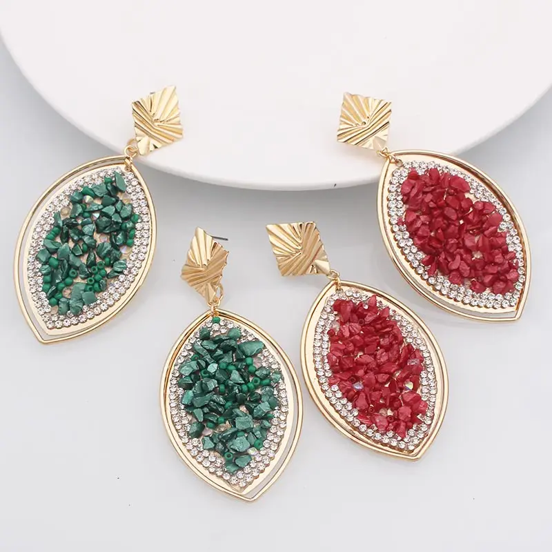 Женские винтажные серьги с кристаллами овальные квадратные золотого цвета в