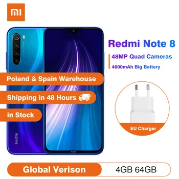 

Global Version Xiaomi Redmi Note 8 4GB 64GB Smartphone 48MP Quad Cameras Snapdragon 665 4000mAh 18W QC 3.0 Mobile Phone