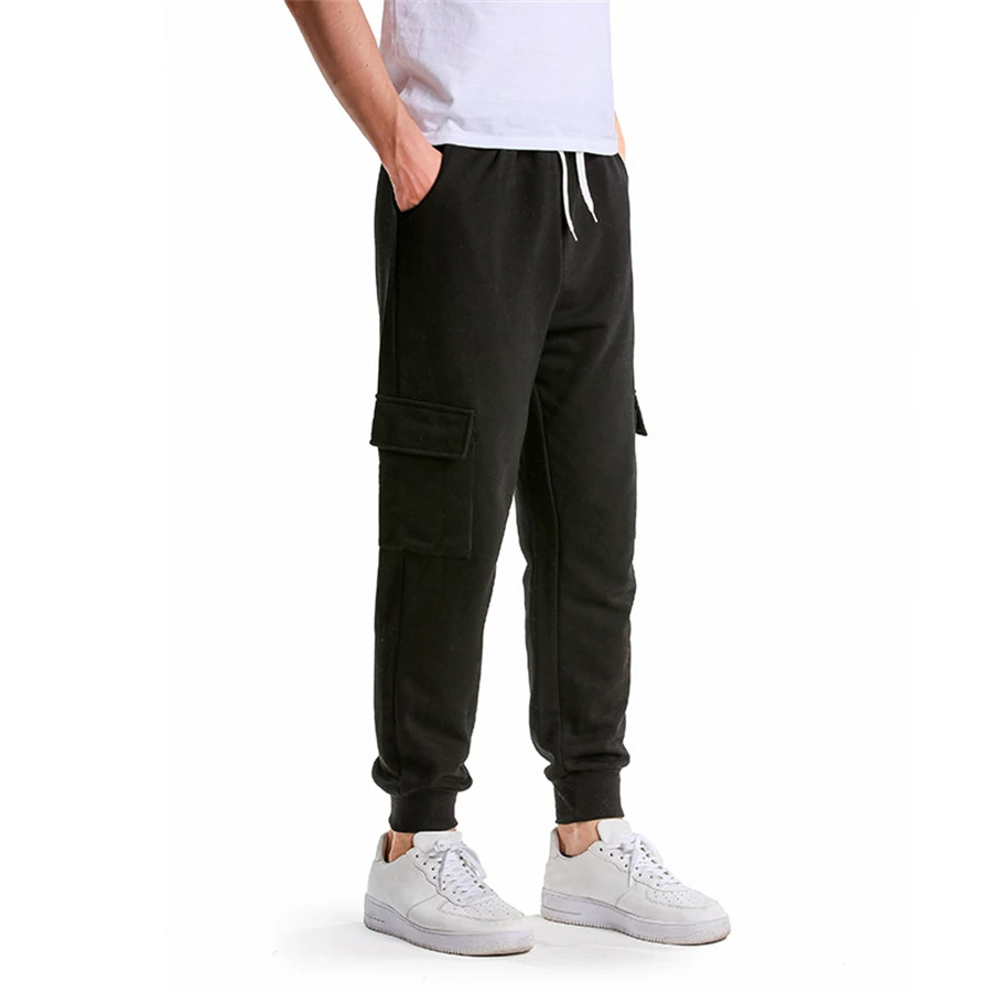 work casual pants FOJAGANTO Men's Casual Sports Sweatpants Multi-Pocket Four Seasons Jogging Pants Fashion Solid Color Sports Sweatpants Male casual work pants