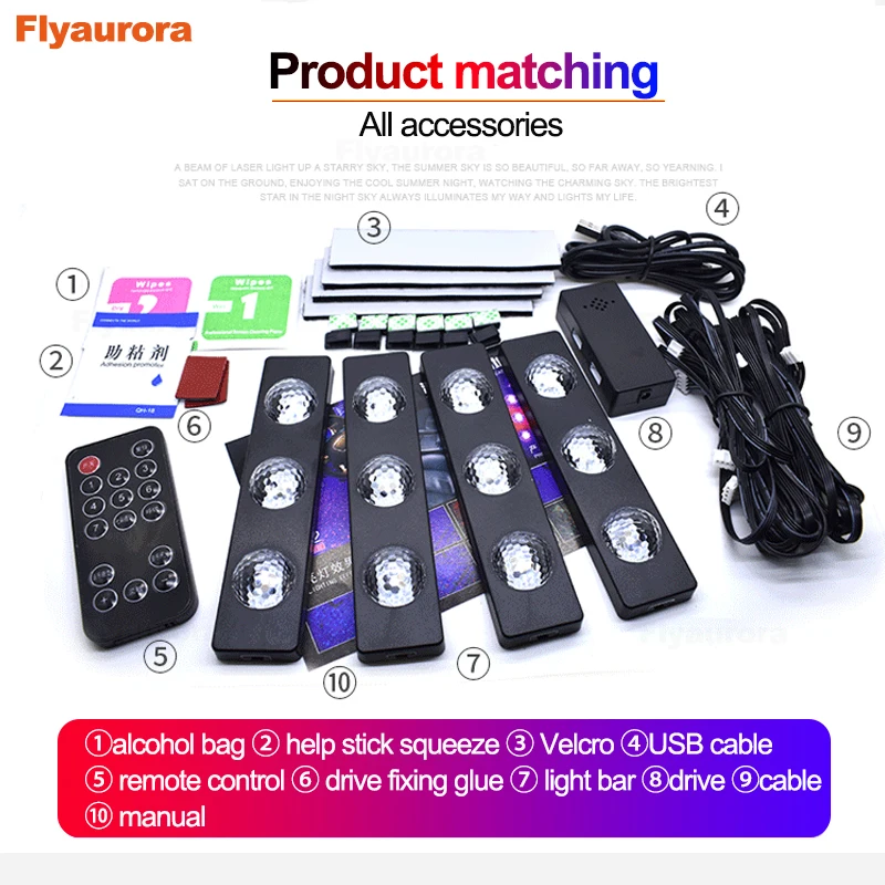 Новая автомобильная лампа для ног, окружающие лампы RGB Usb/беспроводной пульт дистанционного управления/управление музыкой/несколько режимов, декоративный неоновый светильник для автомобильного интерьера