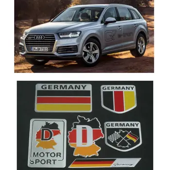 

6pc Car Sticker For audi a6 c5 q7 a4 b9 tt a4 b5 a1 a3 8l Motorcycle Car Accessories Germany Flag Aluminum Alloy